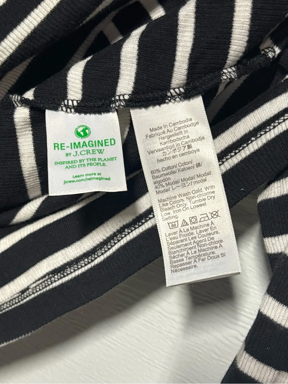 J. Crew Black and White Striped Long-Sleeve Polo Knit